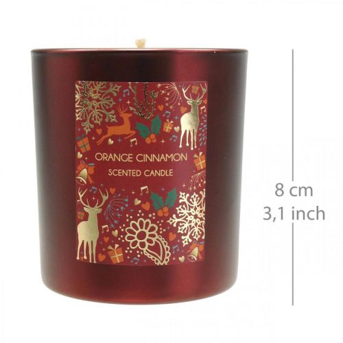 Floristik24 Bougie parfumée Noël orange, cannelle bougie verre rouge Ø7/ H8cm