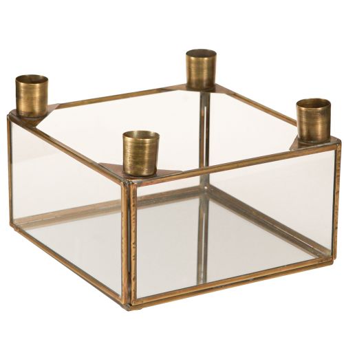 Article Bougeoir miroir de l&#39;Avent à remplir or 15×15×10,5cm
