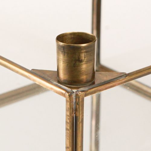 Article Bougeoir miroir de l&#39;Avent à remplir or 15×15×10,5cm
