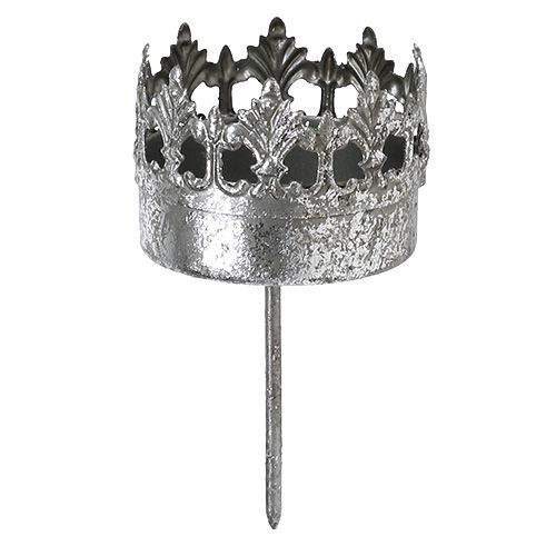 Floristik24 Bougeoir argent antique Ø5cm H10cm 1p