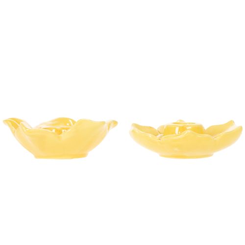 Article Bougeoirs coniques en céramique, forme de fleur décorative pour une décoration de table élégante, 11 cm, lot de 2