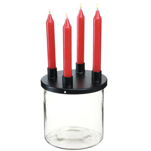 Article Bougeoir verre Bougeoir tige décoration verre H11cm Ø10cm