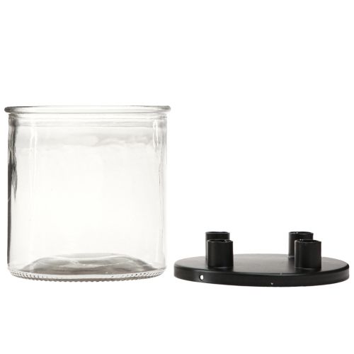 Article Bougeoir verre Bougeoir tige décoration verre H11cm Ø10cm