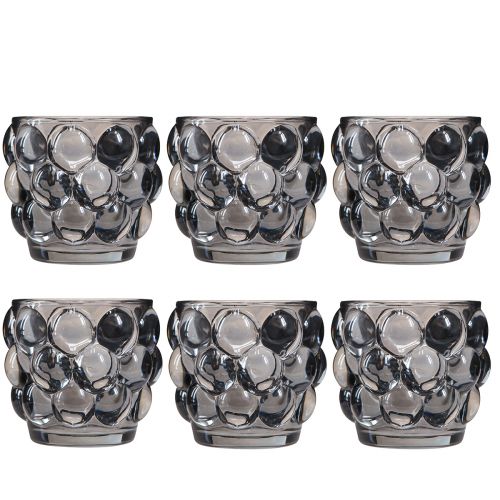 Article Bougeoir verre photophore gris Ø7cm H7cm 6 pcs