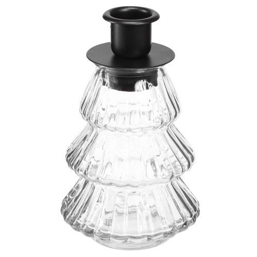Floristik24 Bougeoir en verre pour bougies bâtons Sapin de Noël 13,5cm 2pcs