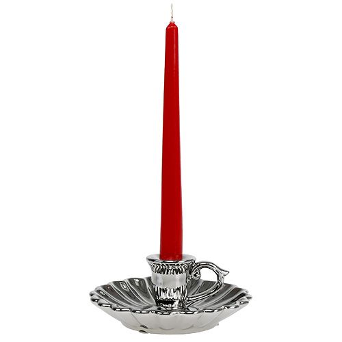Floristik24 Bougeoir Céramique Argent Ø16cm