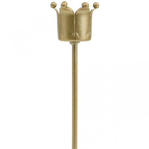 Article Bougeoir couronne doré, bougeoir bâton métal 4 pcs