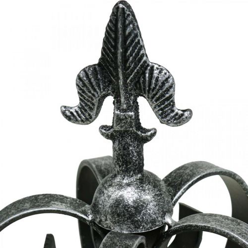 Déco couronne aspect argent vieilli métal Ø12cm H20cm