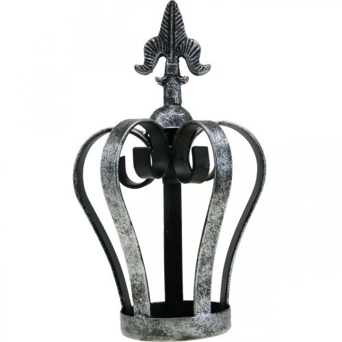 Article Déco couronne aspect argent vieilli métal Ø12cm H20cm