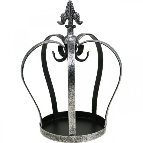 Floristik24 Déco couronne aspect argent vieilli métal Ø18cm H26cm