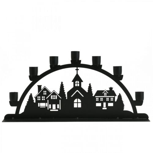 Article Arche lumineuse bougie arche métal noir 40x6cm H18,5cm