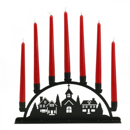 Article Arche lumineuse bougie arche métal noir 40x6cm H18,5cm