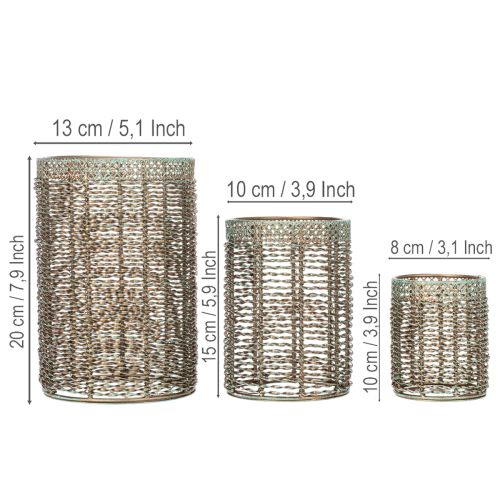 Porte-bougies en métal, porte-bougies chauffe-plat Ø8/10/13 cm, lot de 3 | Floristik24.be