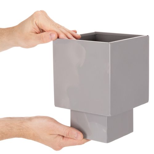 Pot de fleurs cubique gris avec socle pour une décoration moderne, 22 cm | Floristik24.be