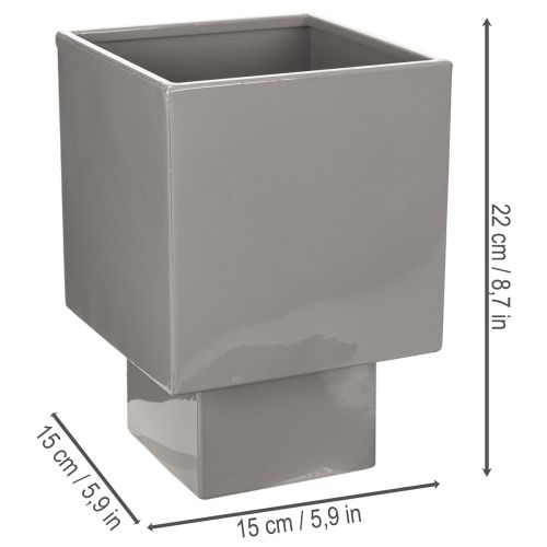 Pot de fleurs cubique gris