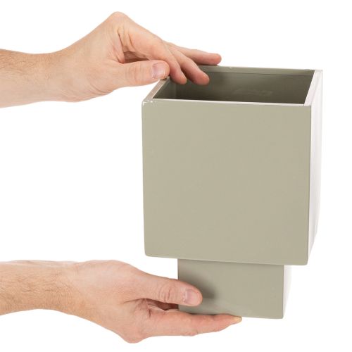 Pot de fleurs cubique vert, 22 cm, avec support surélevé | Floristik24.be