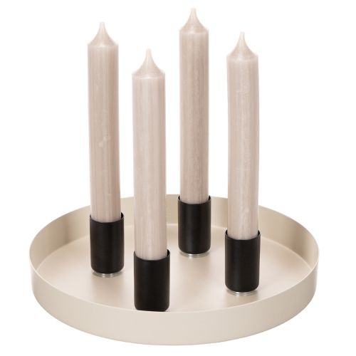 Porte-bougie magnétique rond, noir mat, pour bougies coniques de 25 mm, lot de 4 | Floristik24.be