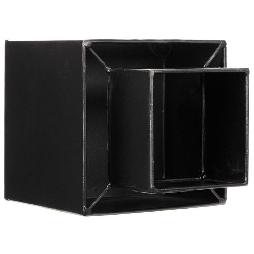Pot de fleurs cubique noir
