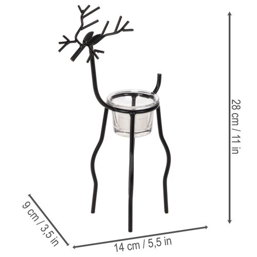 Porte-bougie renne avec verre pour bougie chauffe-plat, 28 cm | Floristik24.be
