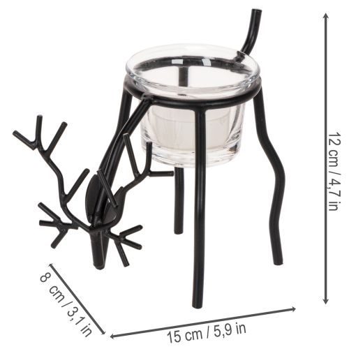 Porte-bougie renne avec verre pour bougie chauffe-plat, 15 cm | Floristik24.be