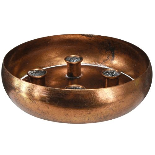 Bougeoir bol pour 4 bougies bâtons aspect antique bronze Ø22cm