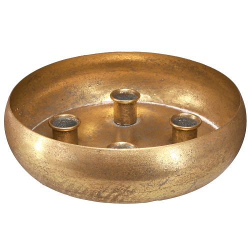 Article Bougeoir bol pour 4 bougies bâtons aspect antique doré Ø22cm