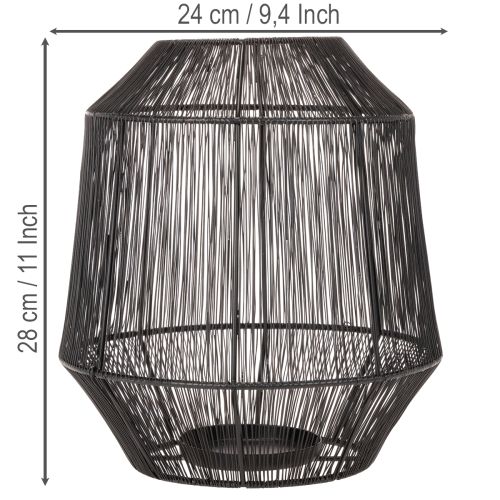 Bougeoir noir, lanterne décorative, panier en fil de fer, Ø 24 cm, H 28 cm | Floristik24.be