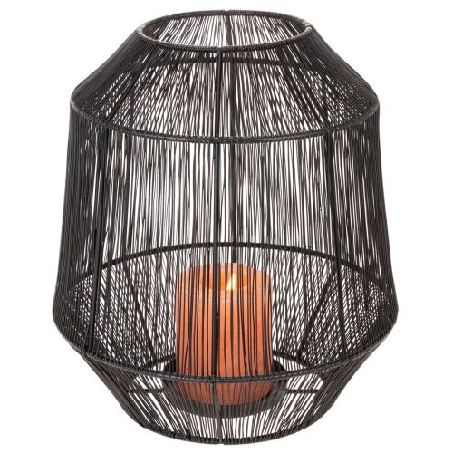 Bougeoir noir, lanterne décorative, panier en fil de fer, Ø 24 cm, H 28 cm | Floristik24.be