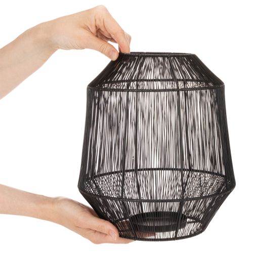 Bougeoir noir, lanterne décorative, panier en fil de fer, Ø 24 cm, H 28 cm | Floristik24.be