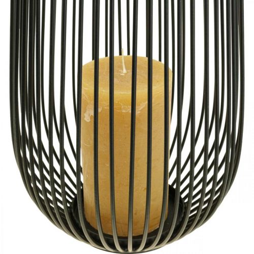 Article Bougeoir lanterne décorative noire avec anse Ø22cm H52cm