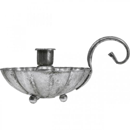 Article Chandelier bol à bougie argenté avec anse H9.5cm