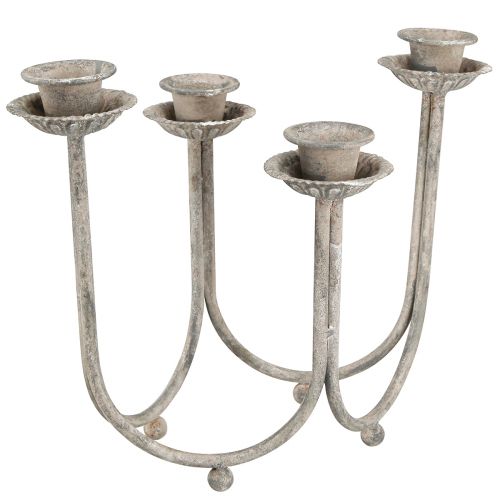 Floristik24 Bougeoir pour 4 bougies bâtons gris vintage 31×23cm H25cm