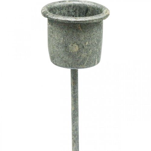 Floristik24 Bougeoirs enfichables Shabby Chic gris Ø3cm H8,5cm 8pcs