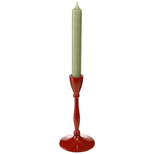 Article Bougeoir pour bougie conique Bougeoir métal Rouge 17cm
