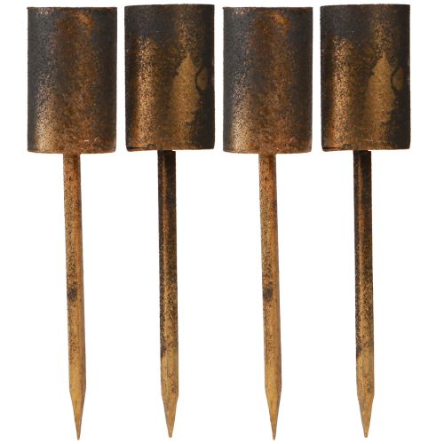 Floristik24 Bougeoir pour bougies bâtons Ø28mm épingle or antique 4pcs