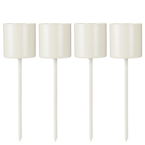 Article Bougeoir pour bougies coniques épaisses, métal, beige, 3,8 x 14 cm, 4 pièces