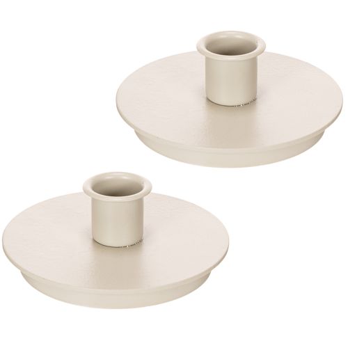 Bougeoirs ronds couleur crème pour bougies coniques, décoration de table, 10 cm, lot de 2 | Floristik24.be