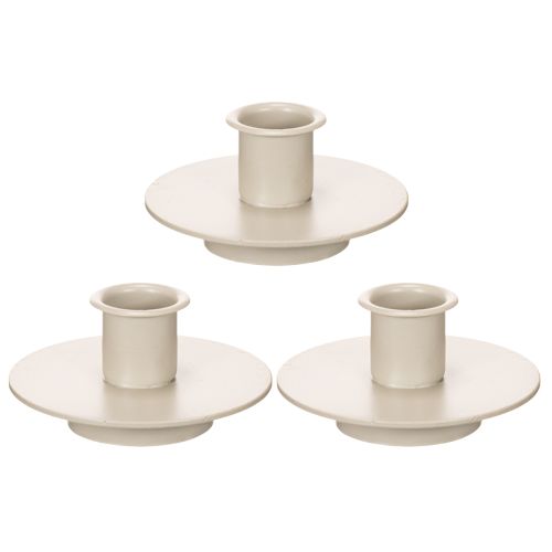 Bougeoir en métal beige mat, petit bougeoir pour bougies coniques, 8 cm, lot de 3 | Floristik24.be