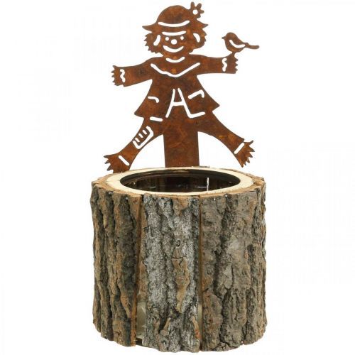 Article Cache-pot bois cache-pot aspect bois rouille épouvantail H24,5cm