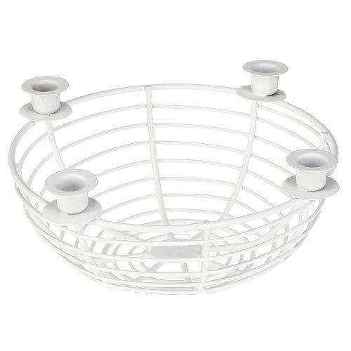 Article Bougeoir dans une coupelle décorative en métal blanc Ø14cm H7cm