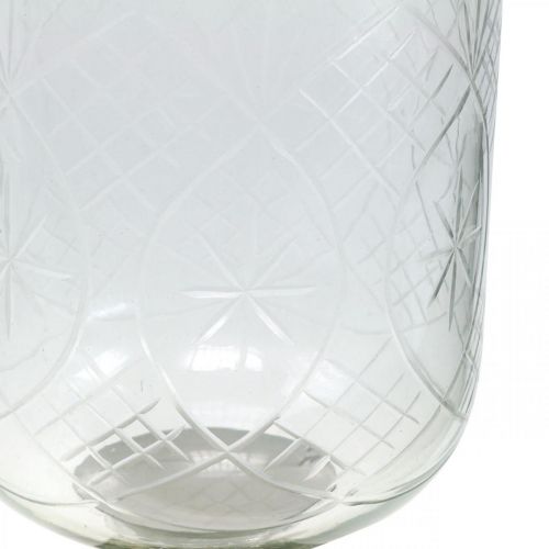 Floristik24 Lanterne verre avec socle aspect antique argent Ø17cm H31.5cm