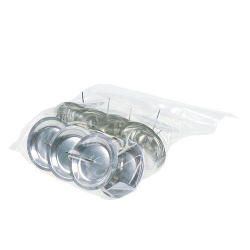 Article Bougeoir avec épine argent Ø8cm 16 pcs