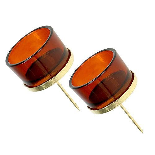 Floristik24 Bougeoir avec verre or, marron 4pcs