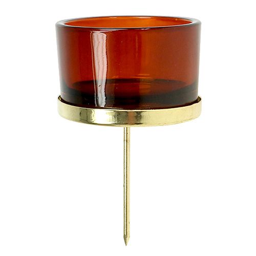 Floristik24 Bougeoir avec verre or, marron 4pcs