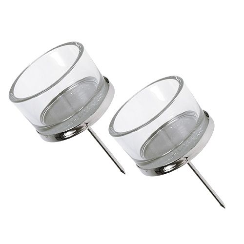 Floristik24 Bougeoir avec verre argent 4pcs