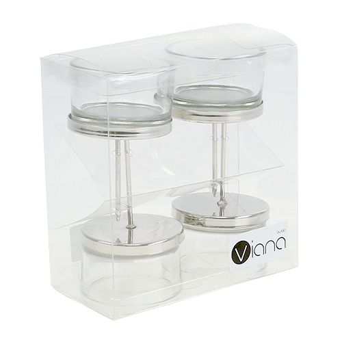 Article Bougeoir avec verre argent 4pcs