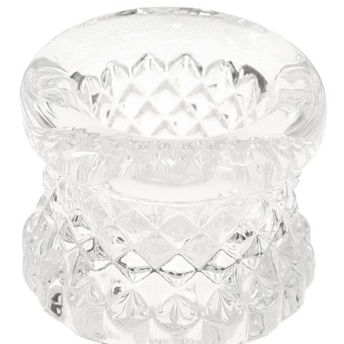 Article Bougeoir avec poignée pour bougies bâtons verre 10,5cm transparent 4pcs