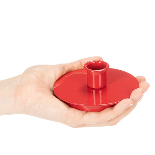 Bougeoirs compacts en métal rouge pour bougies coniques de 10 cm, lot de 2 | Floristik24.be