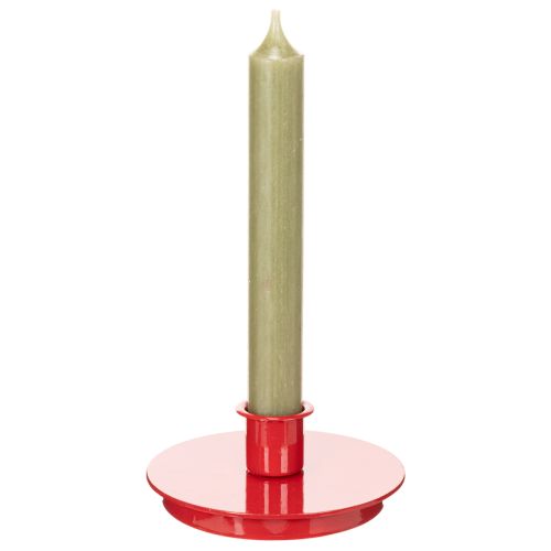 Bougeoirs compacts en métal rouge pour bougies coniques de 10 cm, lot de 2 | Floristik24.be