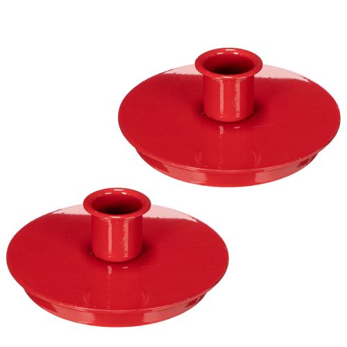 Bougeoirs compacts en métal rouge pour bougies coniques de 10 cm, lot de 2 | Floristik24.be